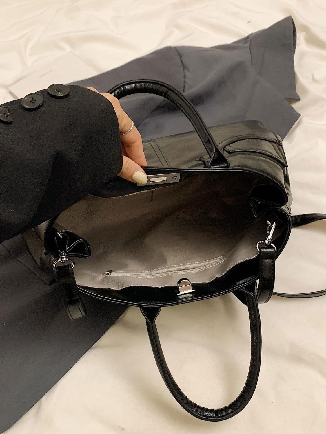 PU Leather Handbag with Pendant - Clothes For Her Online Store