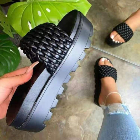 PU Leather Open Toe Platform Sandals - Clothes For Her Online Store