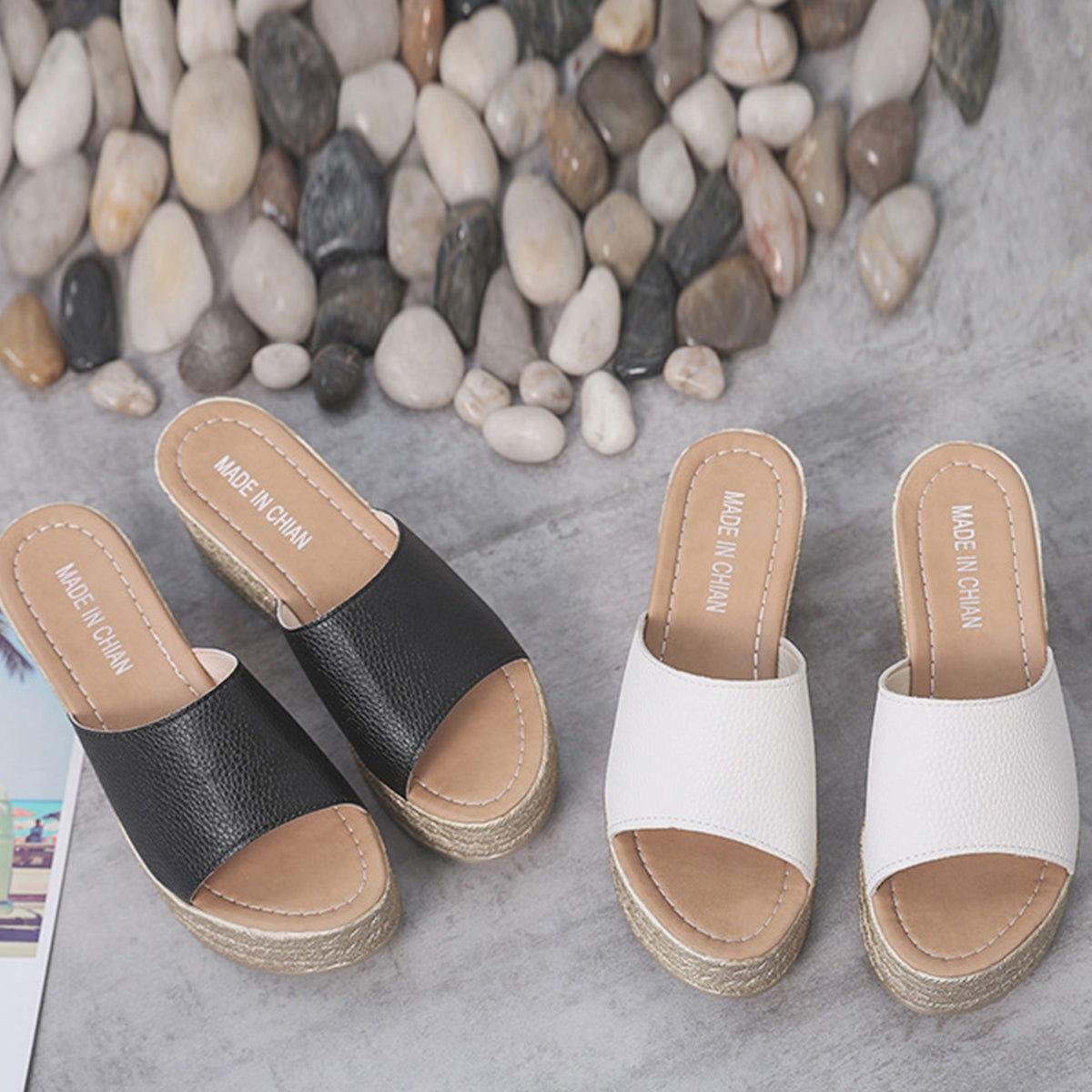 PU Leather Open Toe Sandals - Clothes For Her Online Store