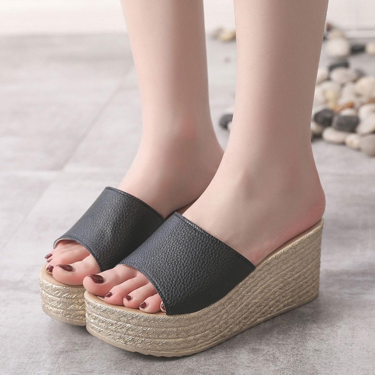 PU Leather Open Toe Sandals - Clothes For Her Online Store