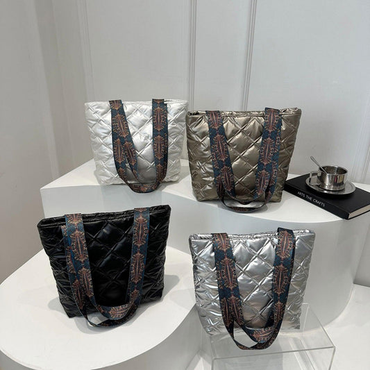PU Leather Printed Strap Quilted Handbag - Clothes For Her Online Store