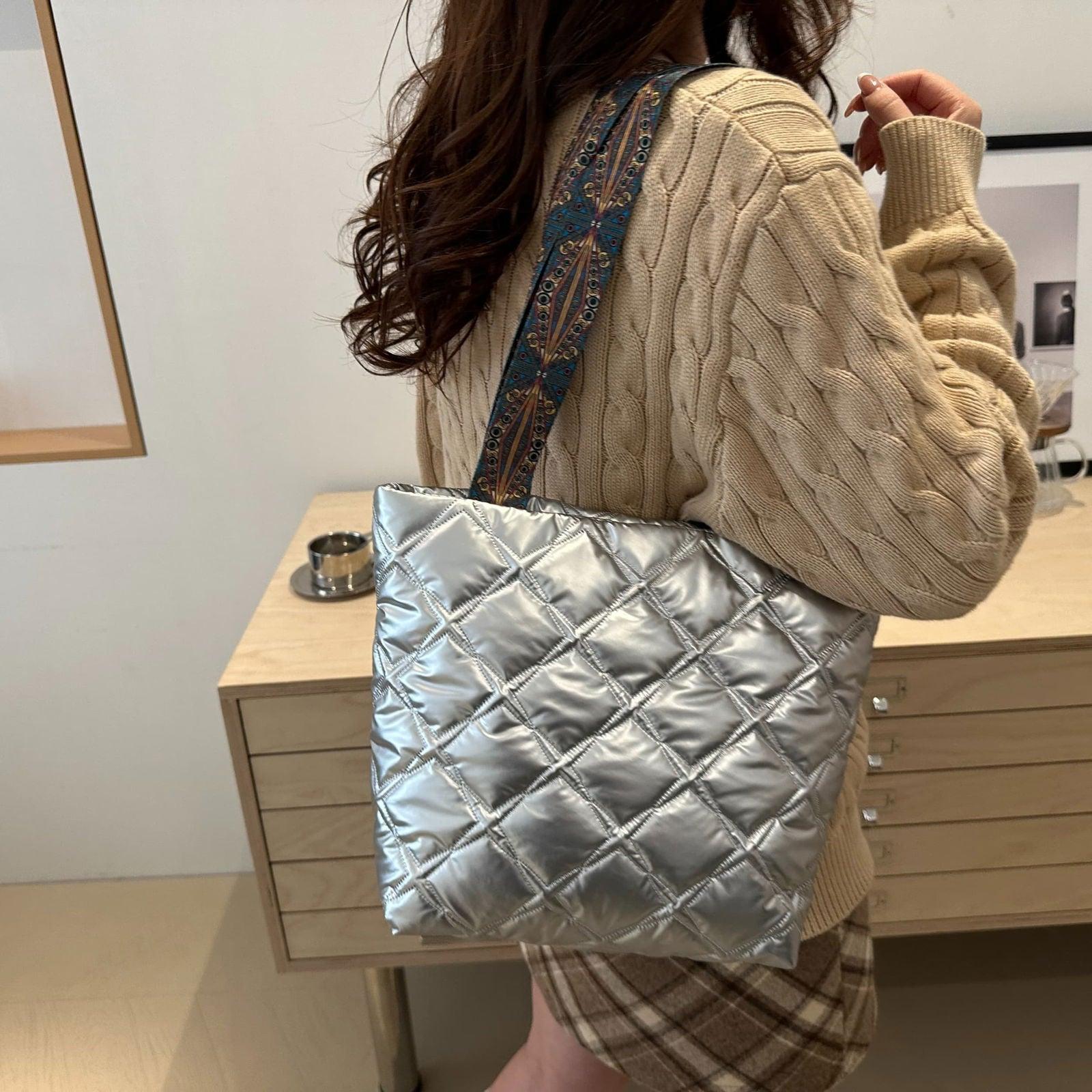 PU Leather Printed Strap Quilted Handbag - Clothes For Her Online Store