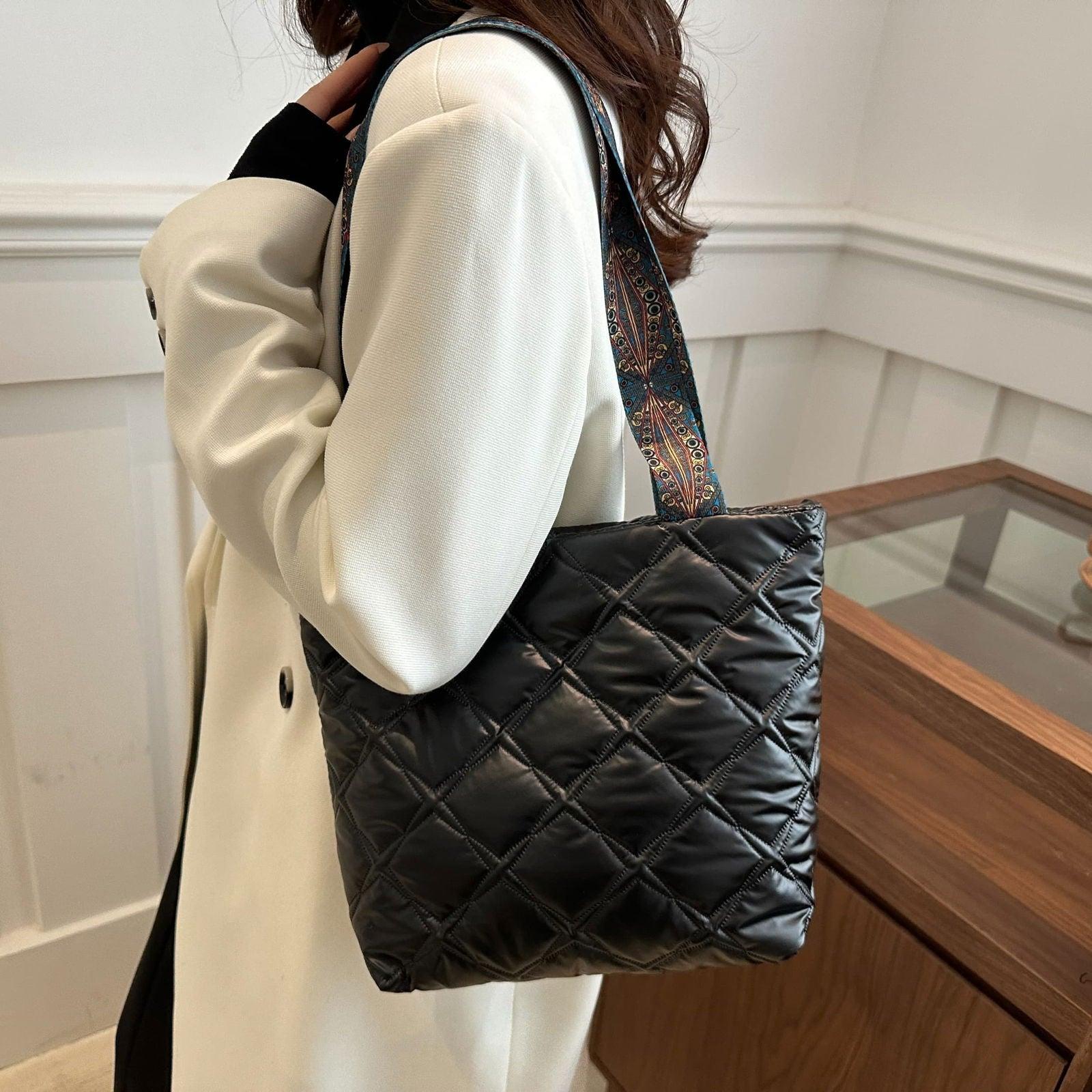 PU Leather Printed Strap Quilted Handbag - Clothes For Her Online Store