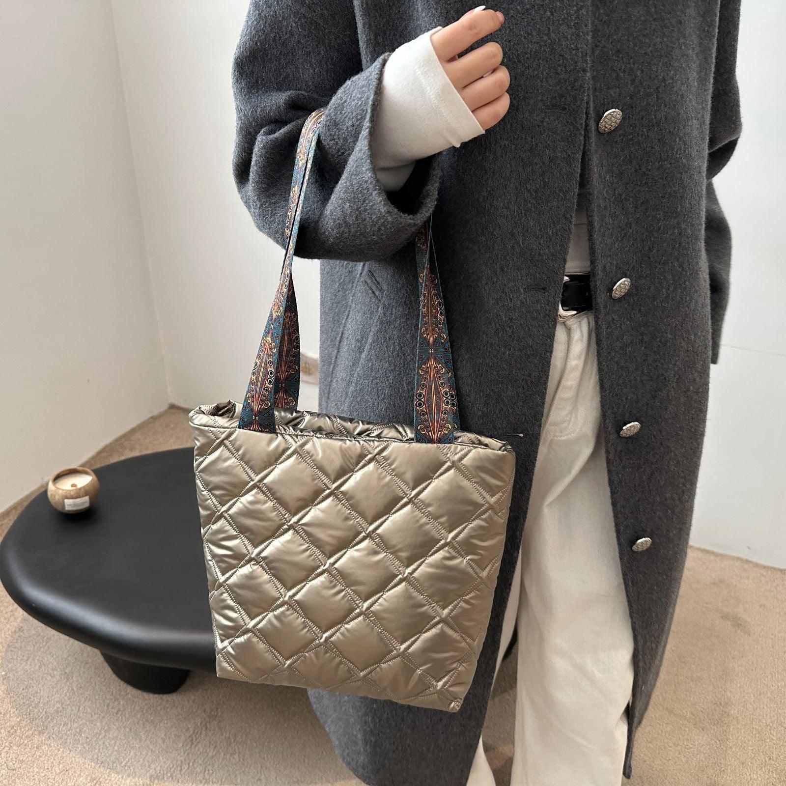 PU Leather Printed Strap Quilted Handbag - Clothes For Her Online Store