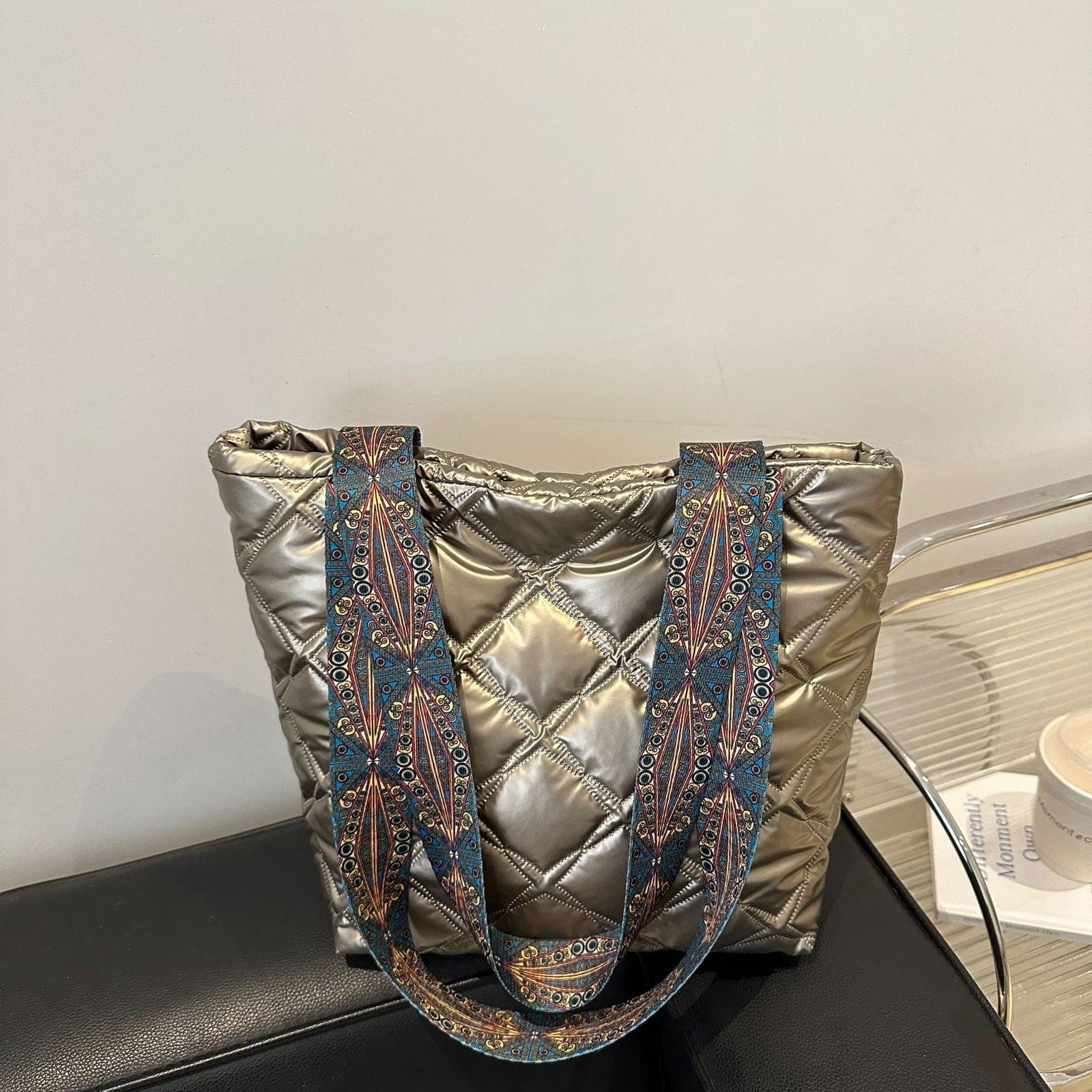 PU Leather Printed Strap Quilted Handbag - Clothes For Her Online Store