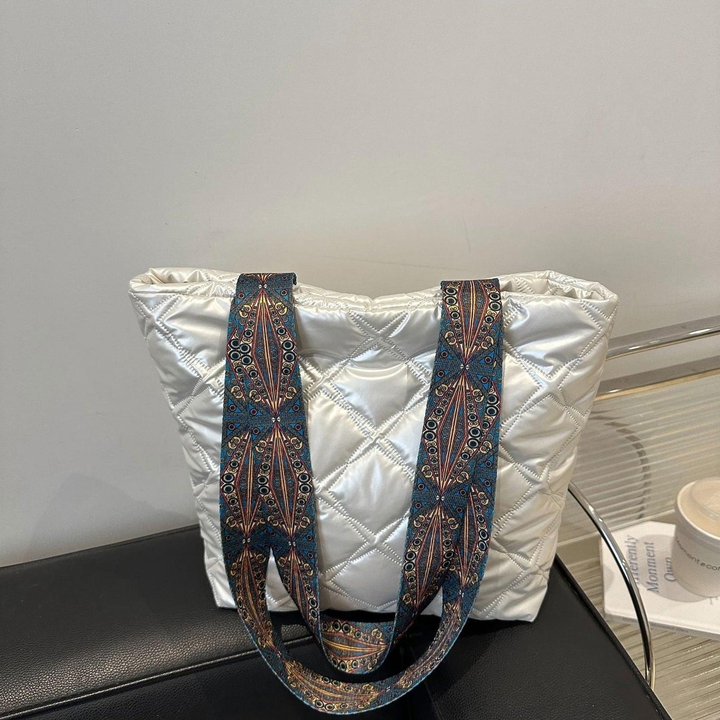 PU Leather Printed Strap Quilted Handbag - Clothes For Her Online Store