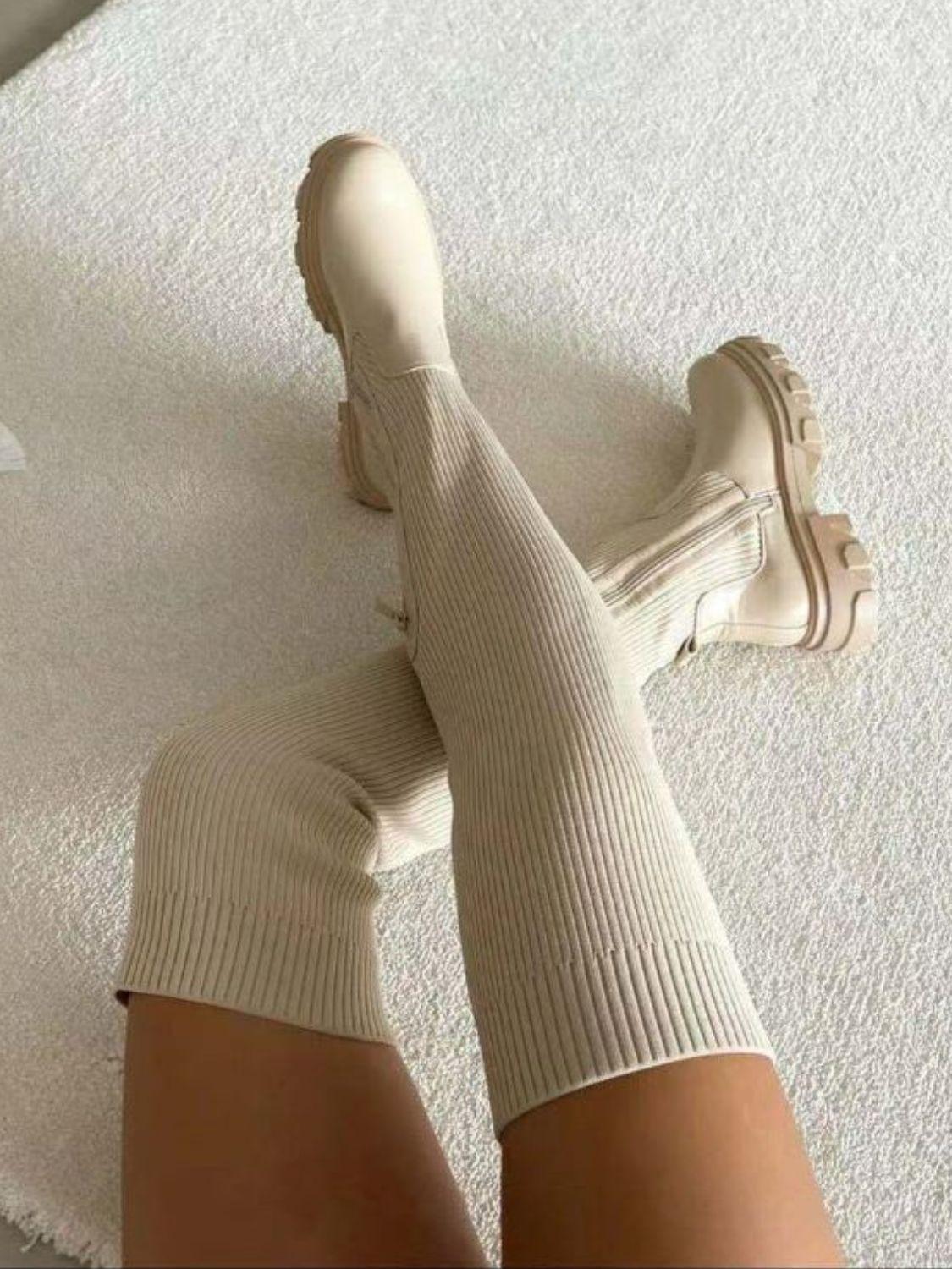 PU Leather Round Toe Platform Boots - Clothes For Her Online Store