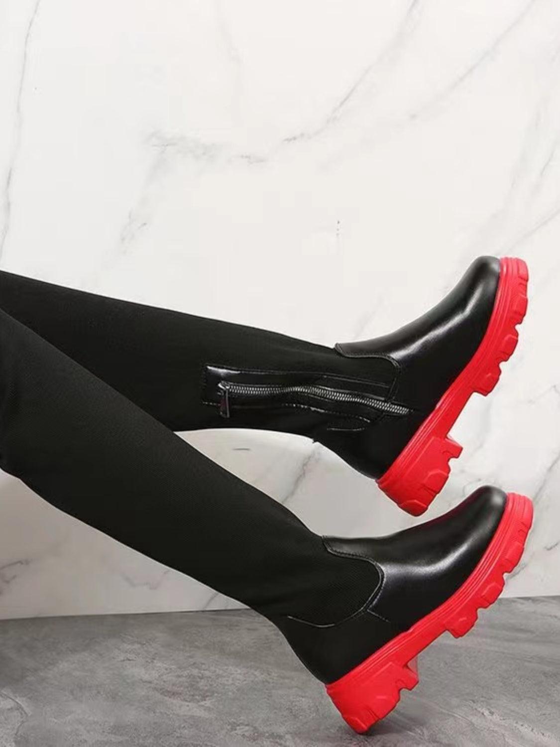 PU Leather Round Toe Platform Boots - Clothes For Her Online Store