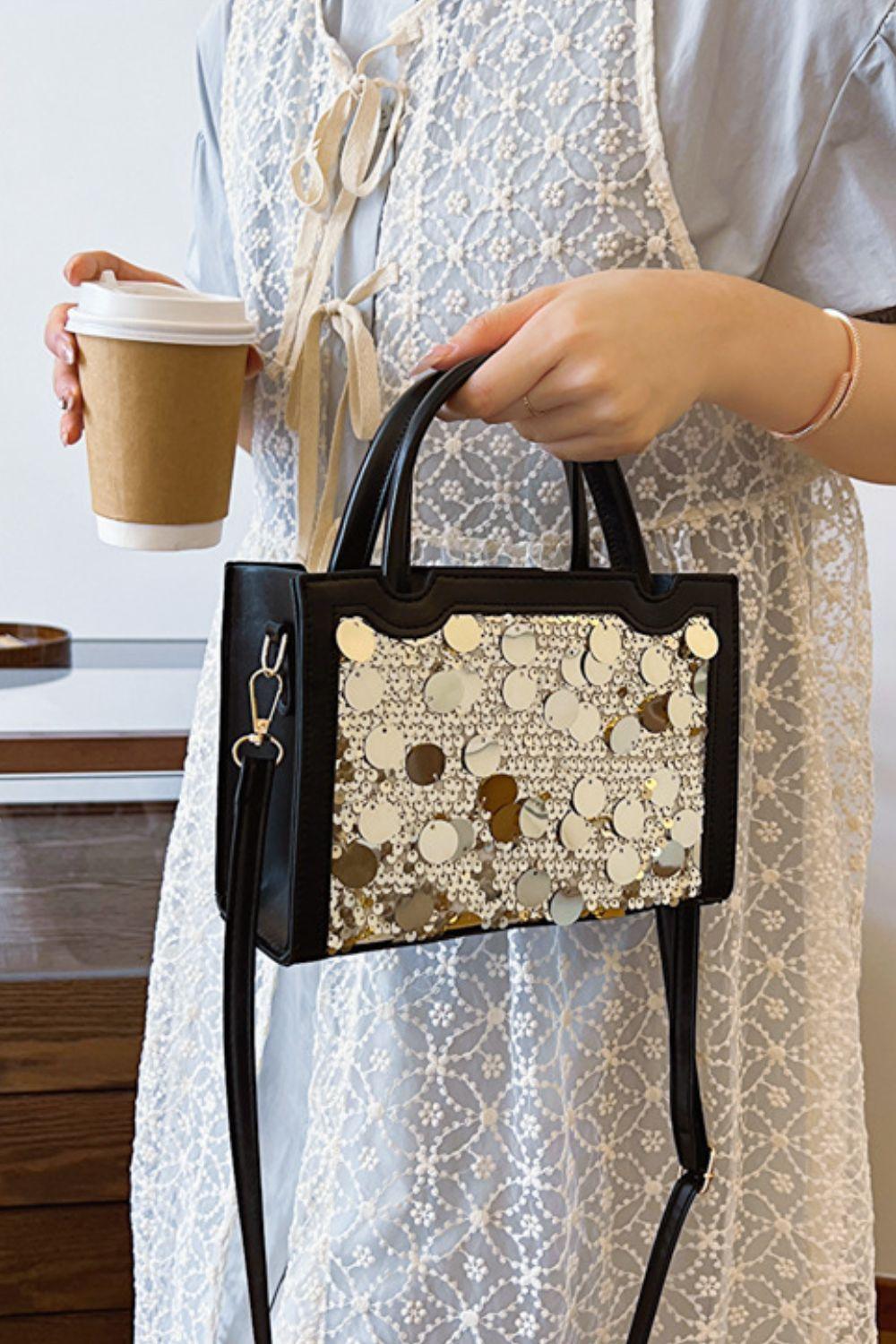 PU Leather Sequin Handbag - Clothes For Her Online Store