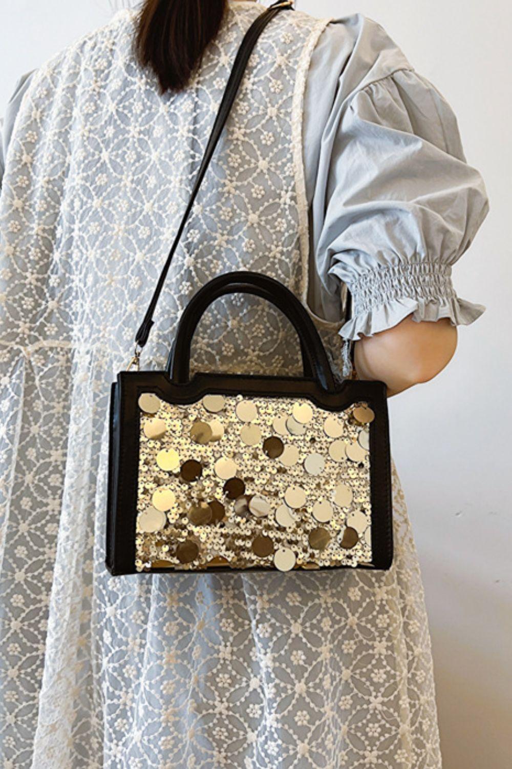 PU Leather Sequin Handbag - Clothes For Her Online Store
