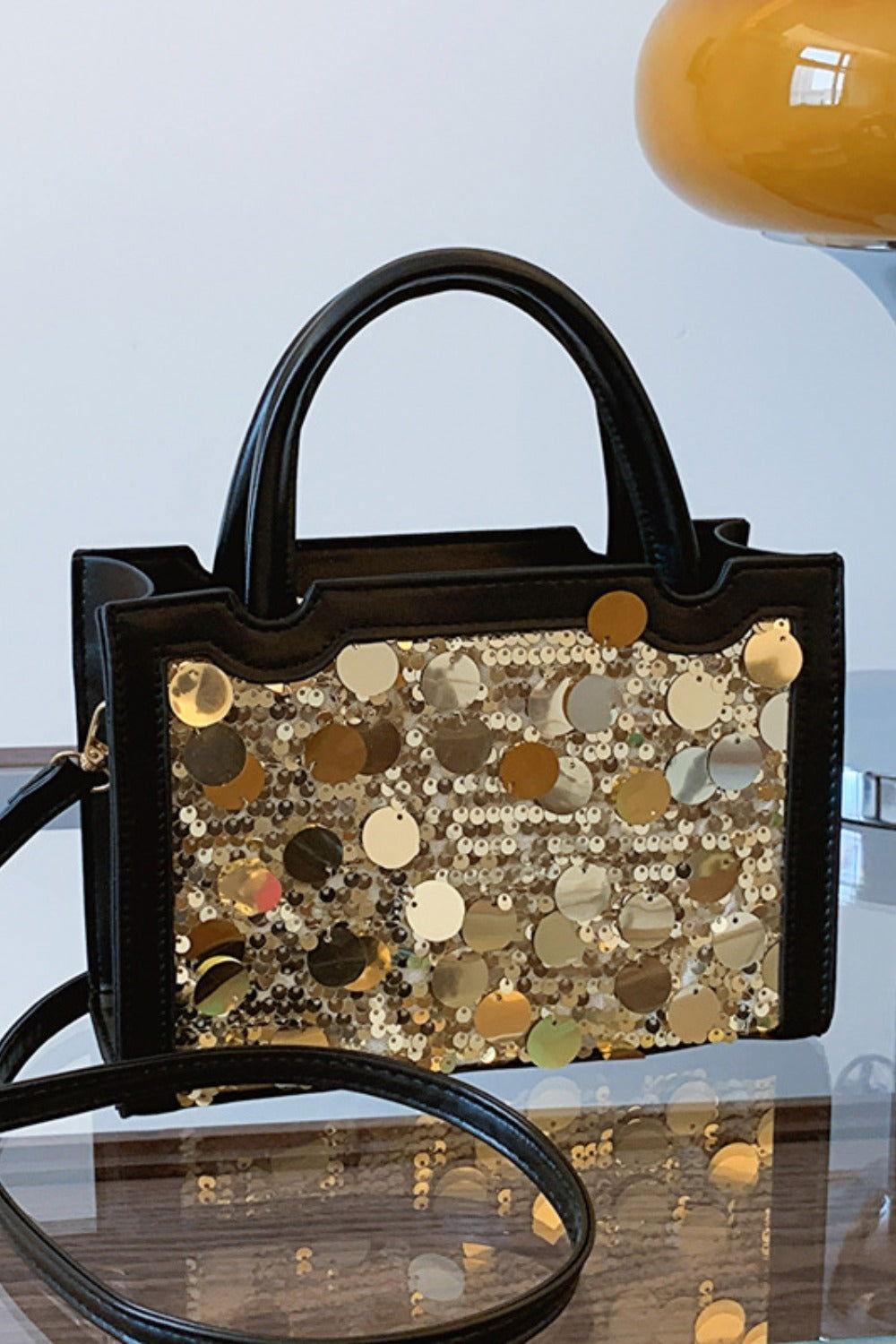PU Leather Sequin Handbag - Clothes For Her Online Store