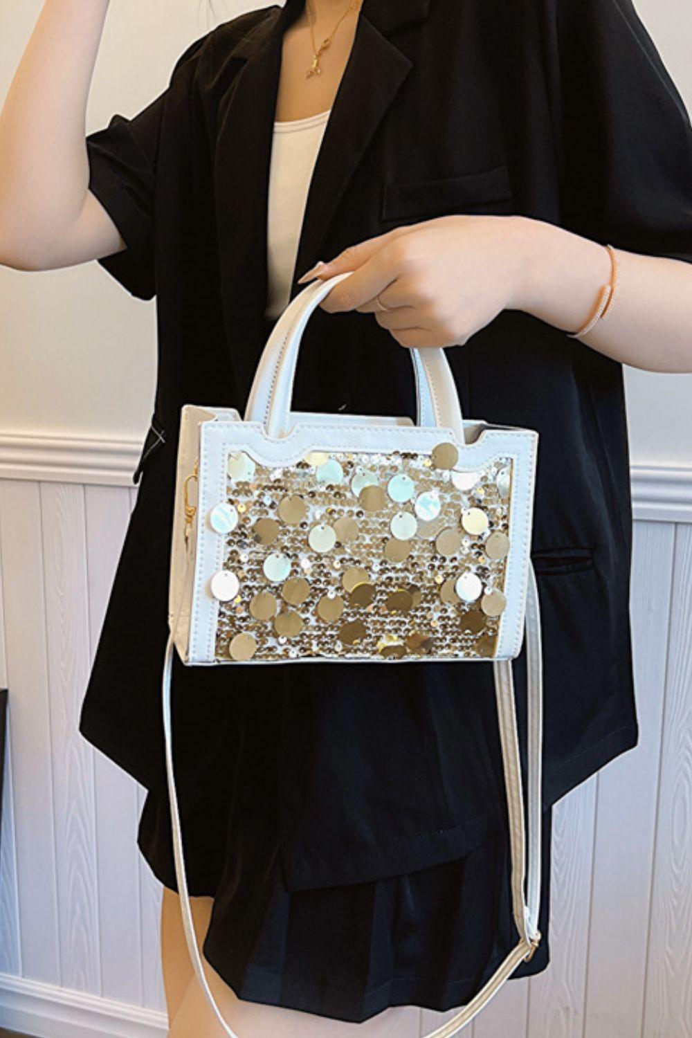 PU Leather Sequin Handbag - Clothes For Her Online Store