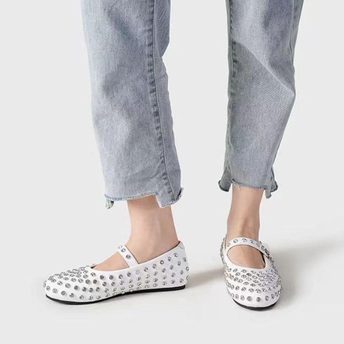PU Leather Studded Flat Loafers - Clothes For Her Online Store