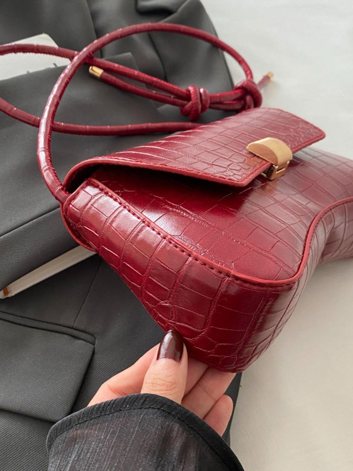 PU Leather Texture Crossbody Bag - Clothes For Her Online Store