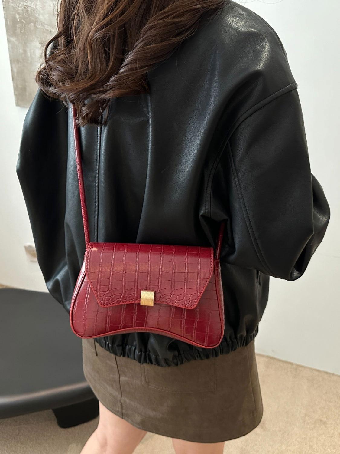 PU Leather Texture Crossbody Bag - Clothes For Her Online Store