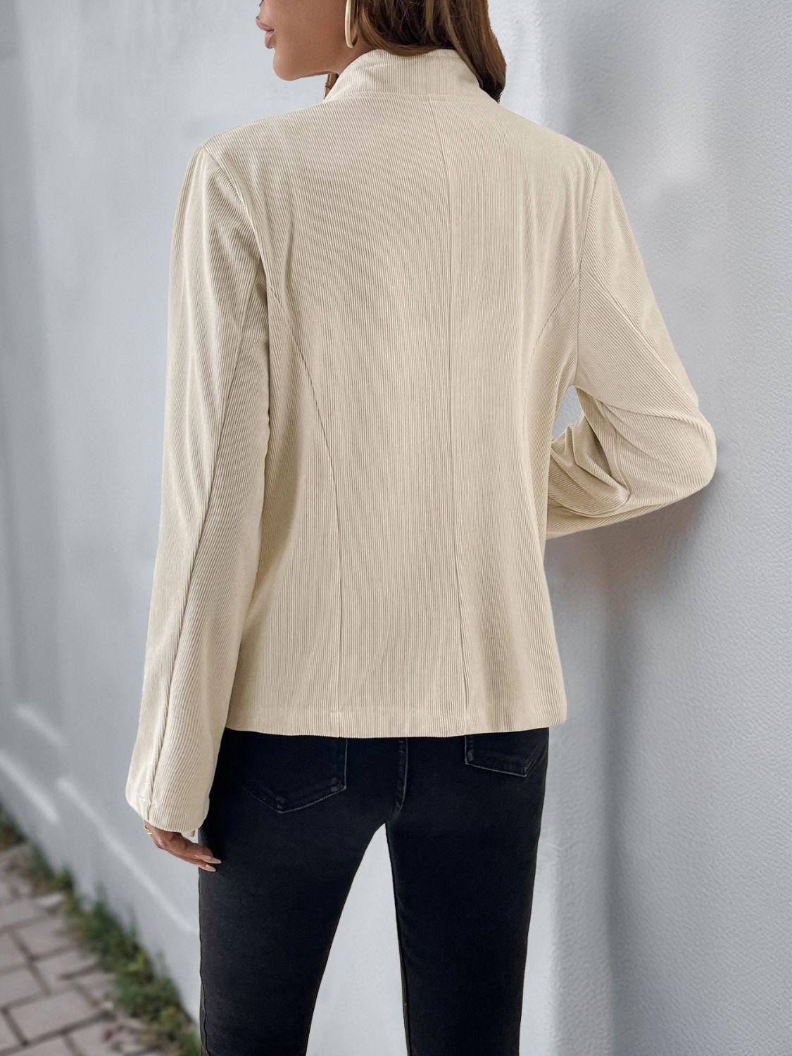 Perfee Button Up Mock Neck Jacket - Clothes For Her Online Store