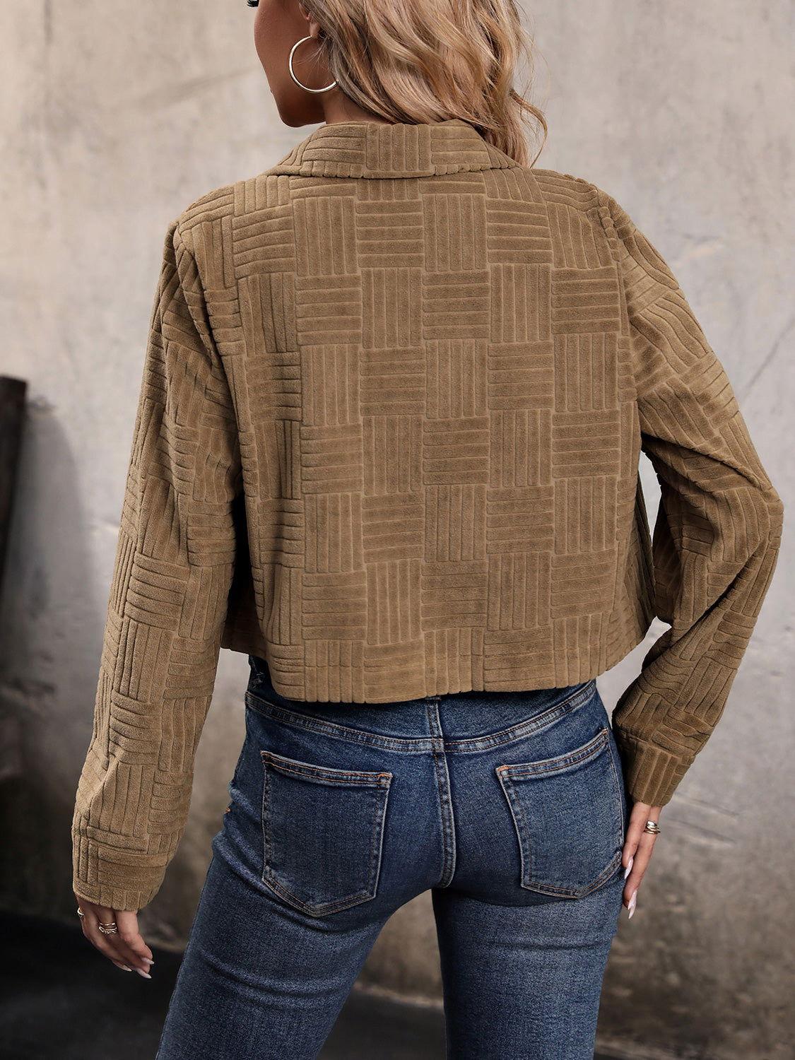Perfee Collared Neck Button Front Jacket - Clothes For Her Online Store