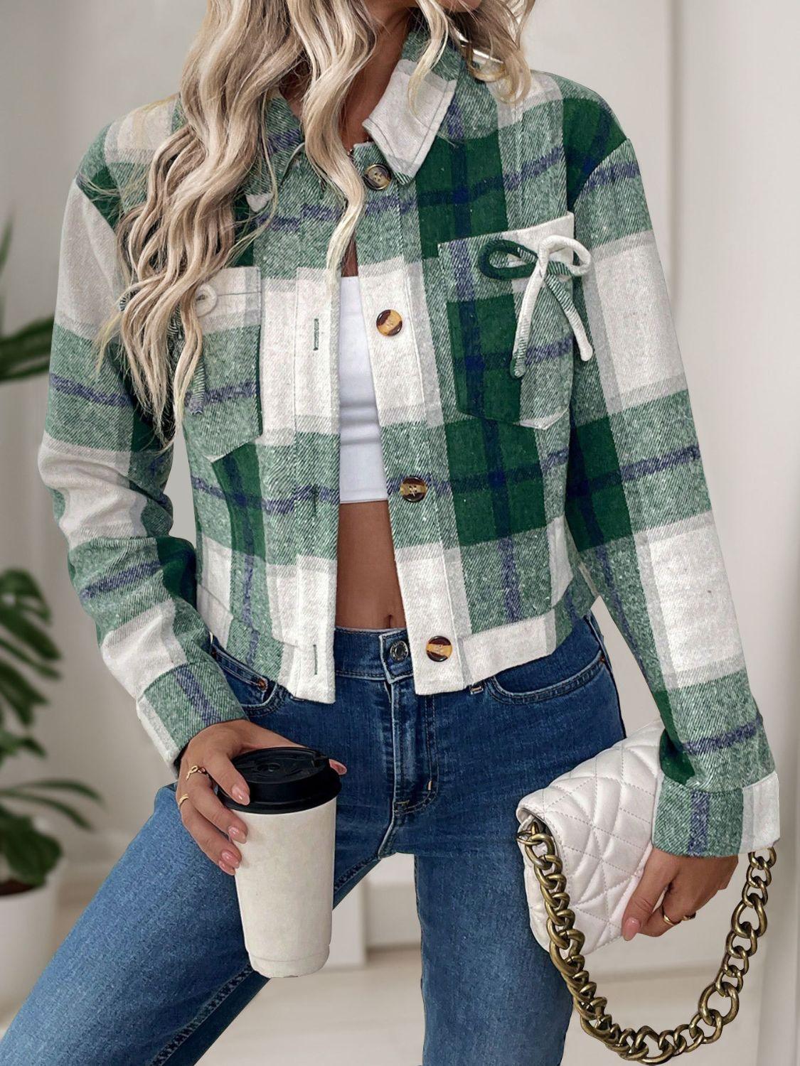 Perfee Color Block Button Up Jacket - Clothes For Her Online Store