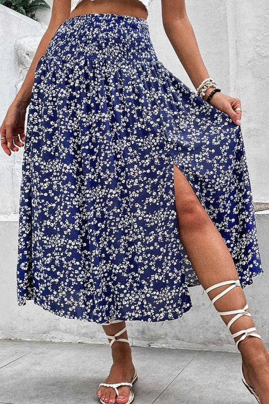 Perfee Ditsy Floral Slit High Waist Skirt - Clothes For Her Online Store