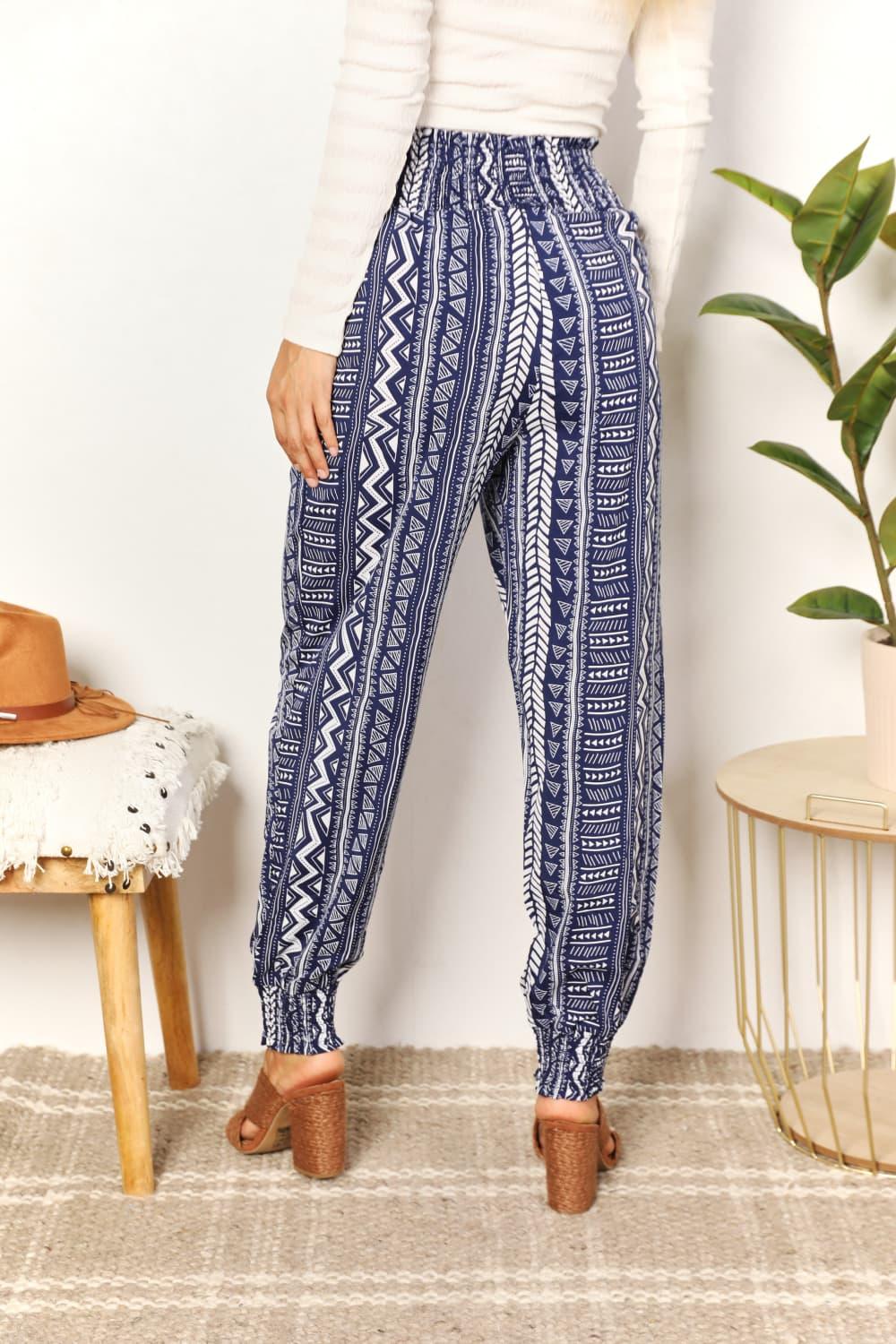 Perfee Geometric Print Tassel High-Rise Pants - Clothes For Her Online Store