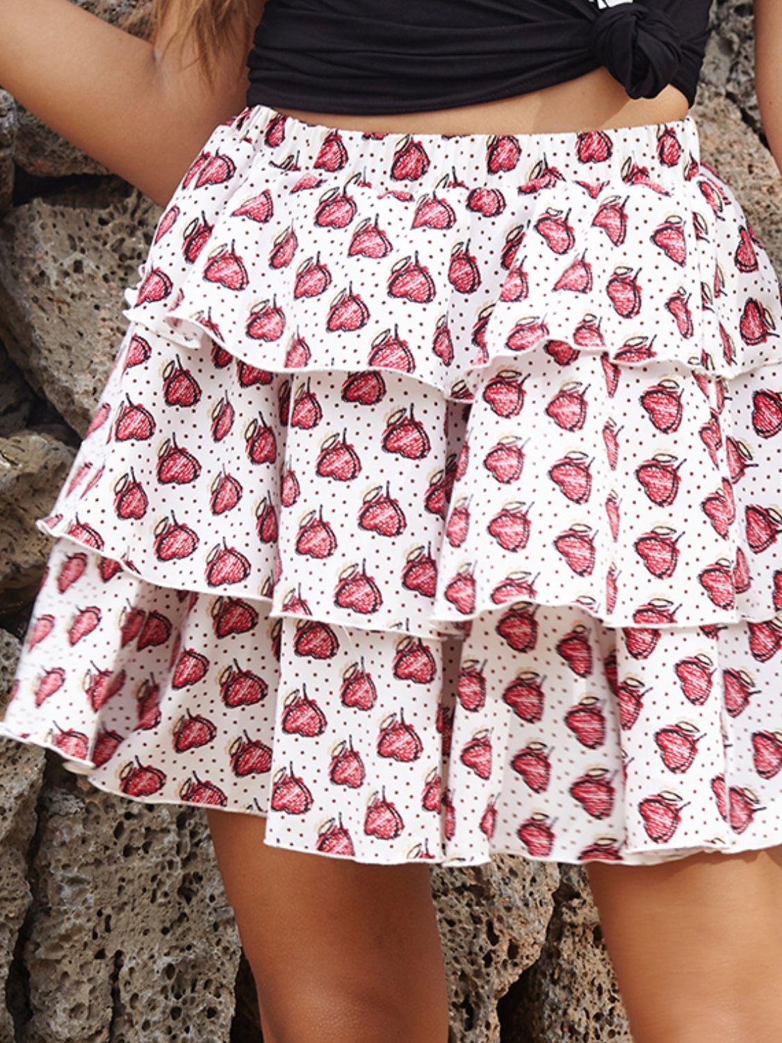 Perfee Layered Printed Mini Skirt - Clothes For Her Online Store