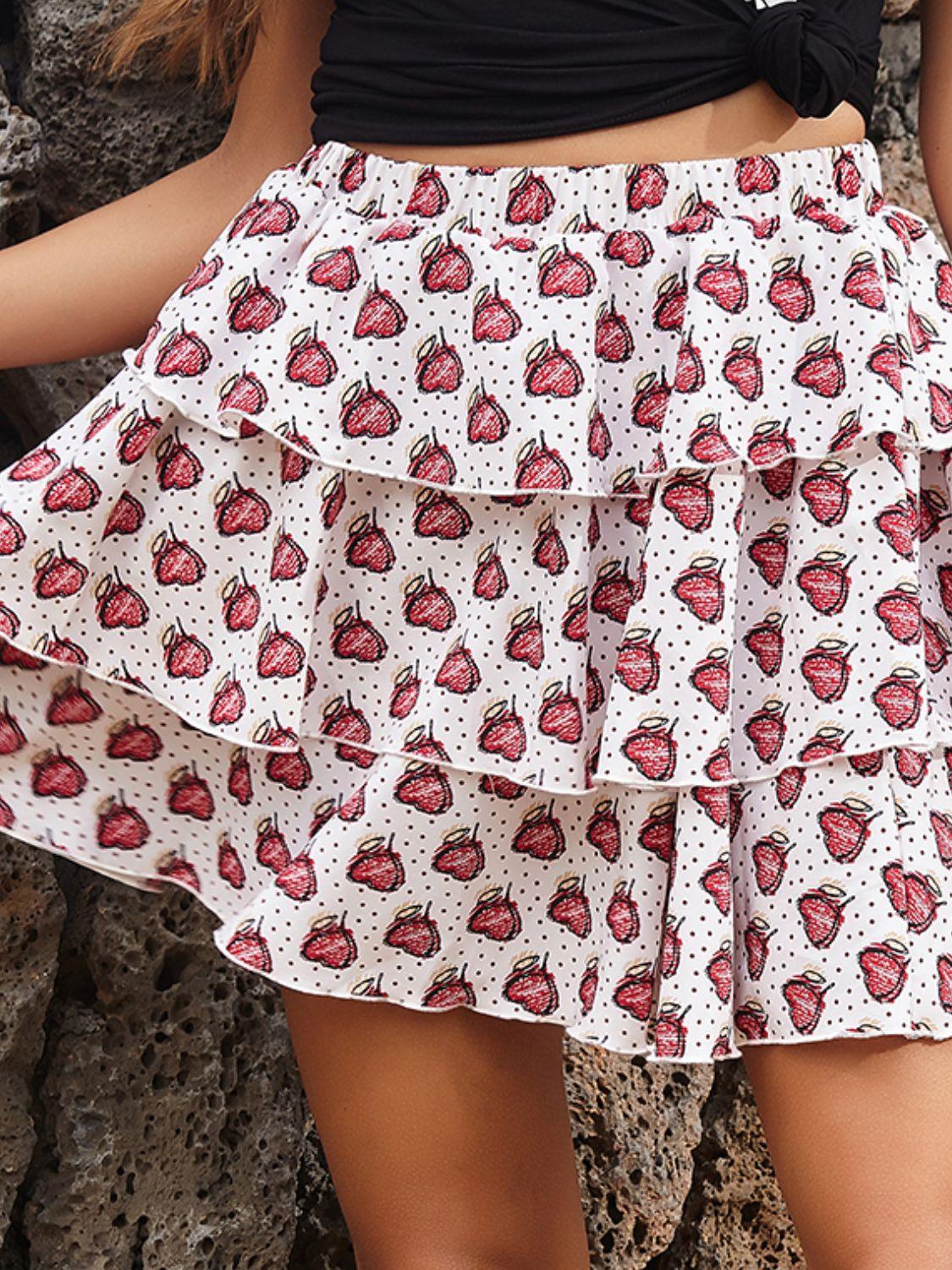 Perfee Layered Printed Mini Skirt - Clothes For Her Online Store