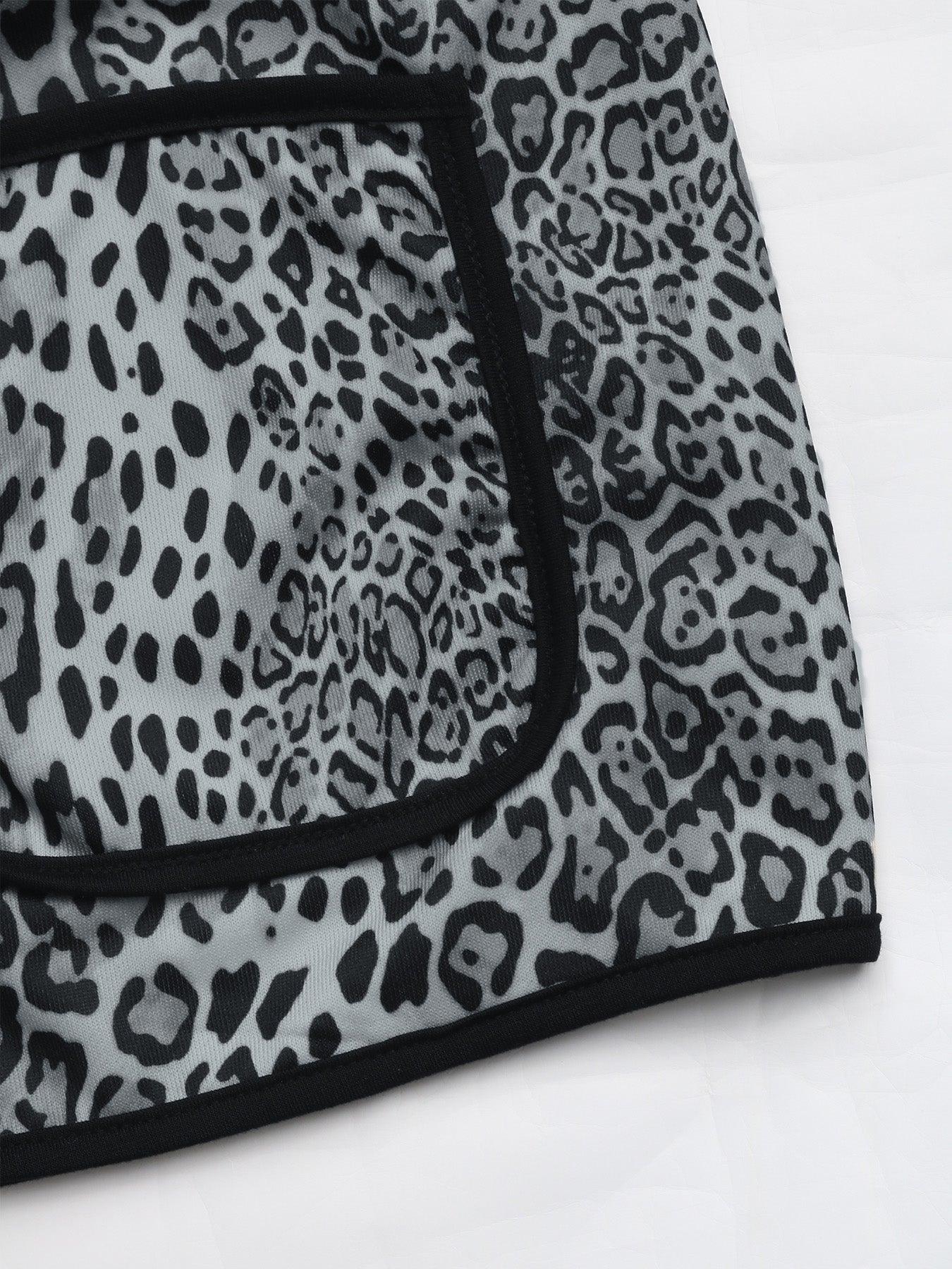 Perfee Leopard Open Front Long Sleeve Jacket - Clothes For Her Online Store