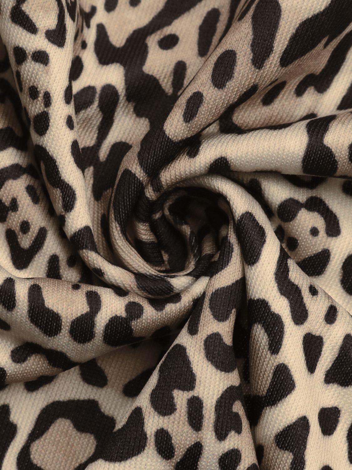 Perfee Leopard Open Front Long Sleeve Jacket - Clothes For Her Online Store