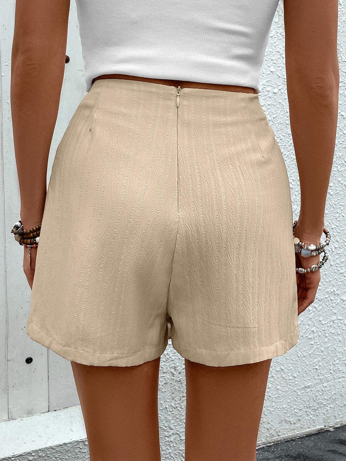 Perfee Pocketed High Waist Shorts with Zip - Clothes For Her Online Store