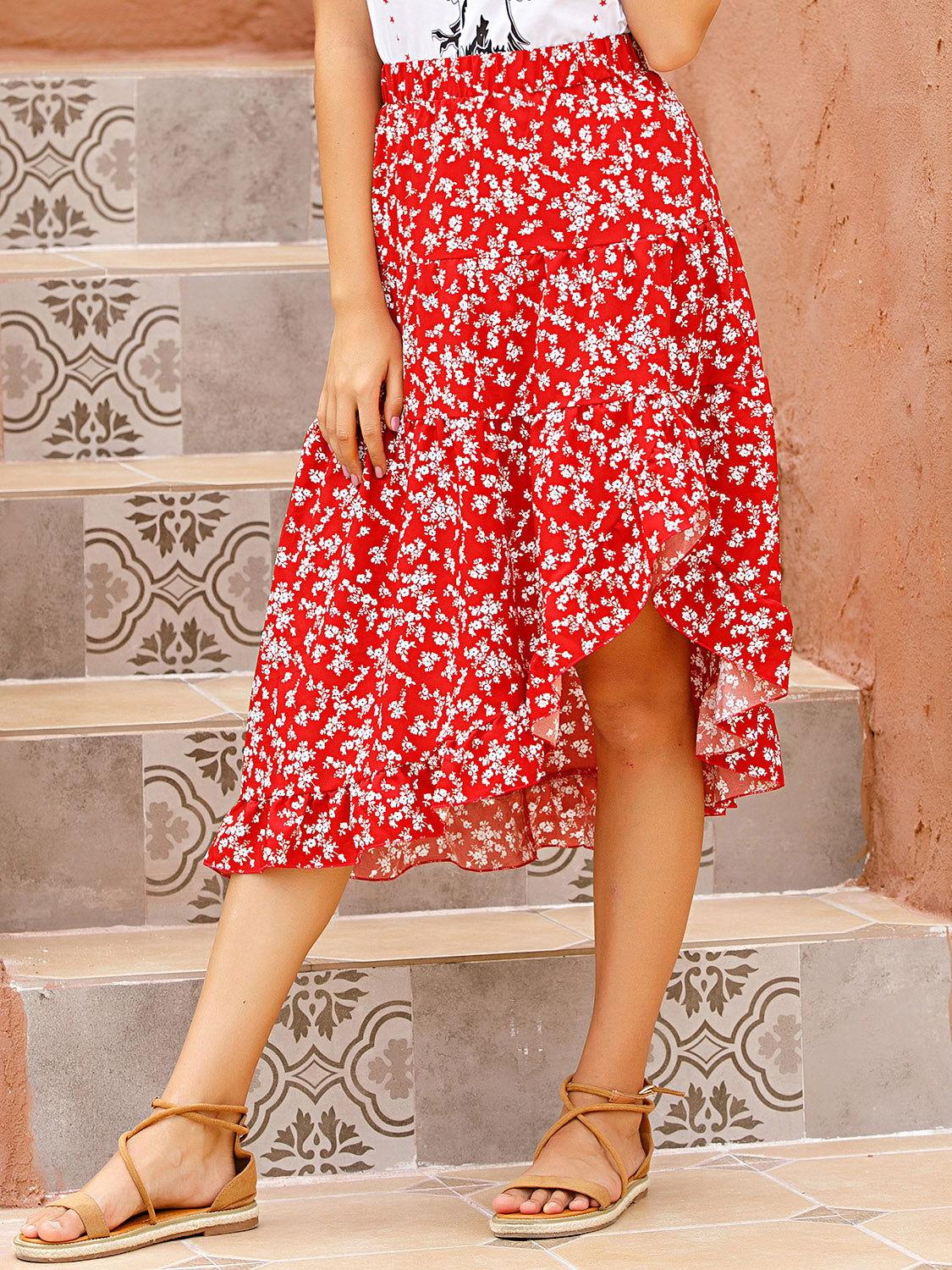 Perfee Printed Elastic Waist Skirt - Clothes For Her Online Store