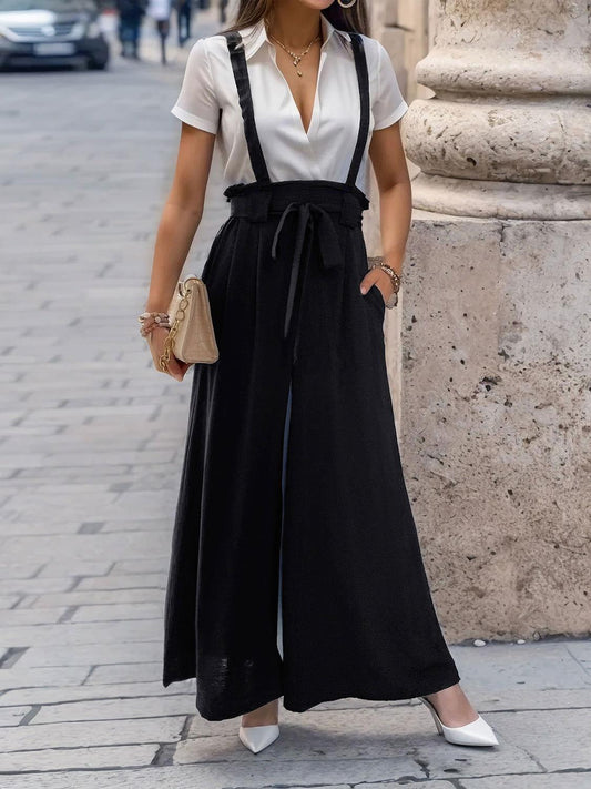 Perfee Tied Wide Leg Pants with Shoulder Straps - Clothes For Her Online Store
