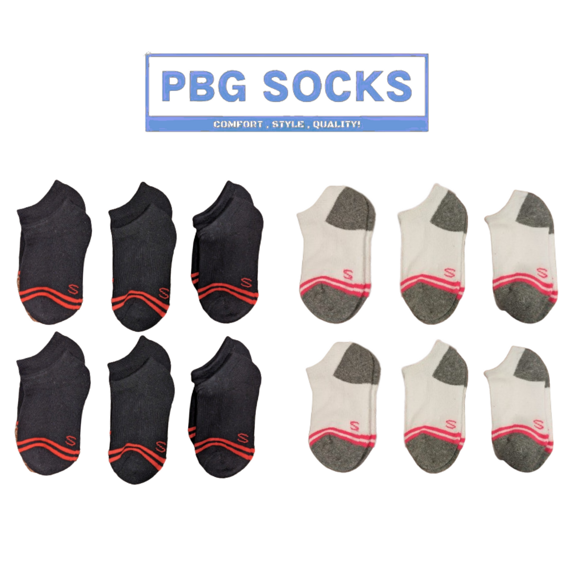 PBG Children Cotton Blend Low Cut Socks, 2-4 Size, Black & White,