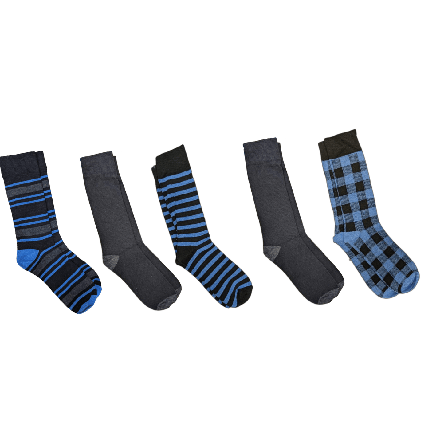 PBG Best Mens Dress Socks - 5-Pack, Black/Blue, Sizes 10-13, Stylish &