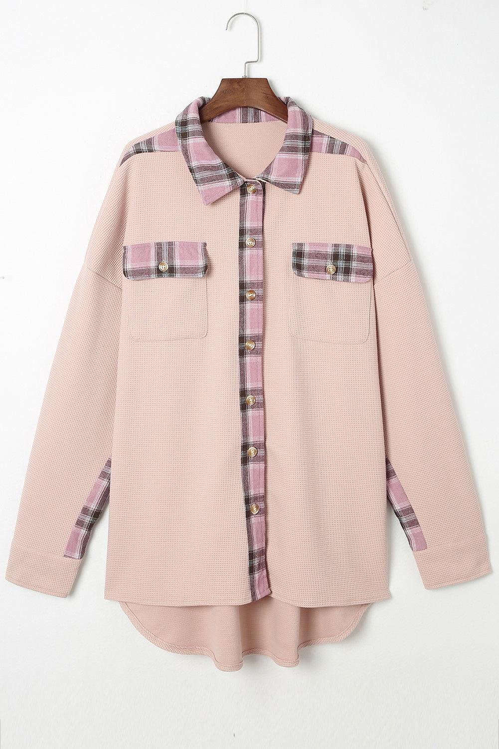 Plaid Button Down Collared Jacket - Clothes For Her Online Store