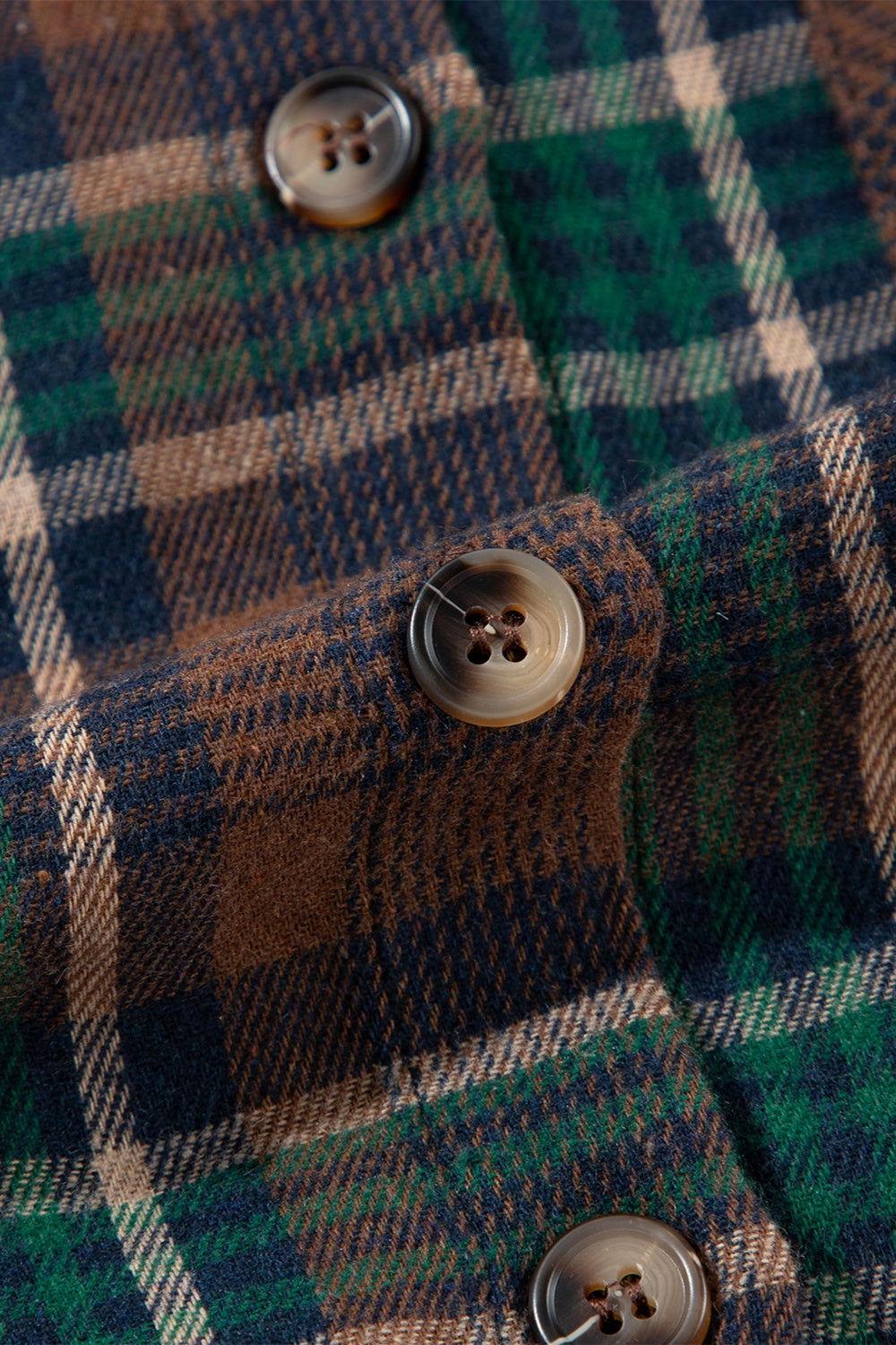 Plaid Button Up Long Sleeve Jacket - Clothes For Her Online Store
