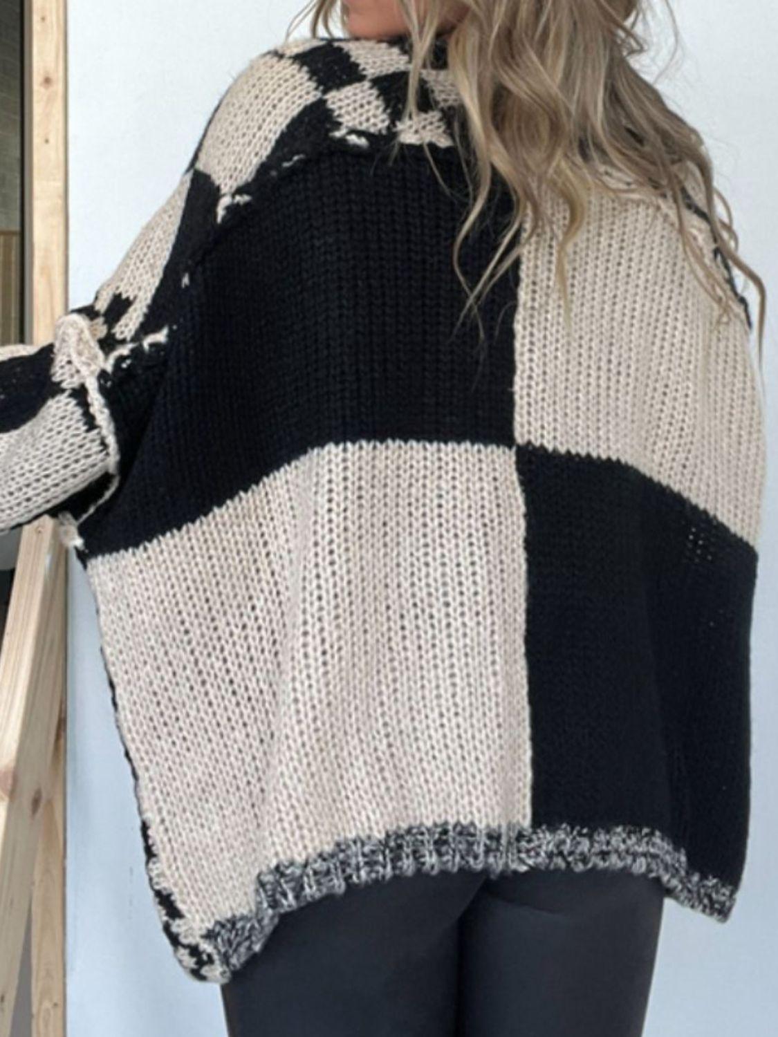 Plaid Open Front Long Sleeve Cardigan - Clothes For Her Online Store