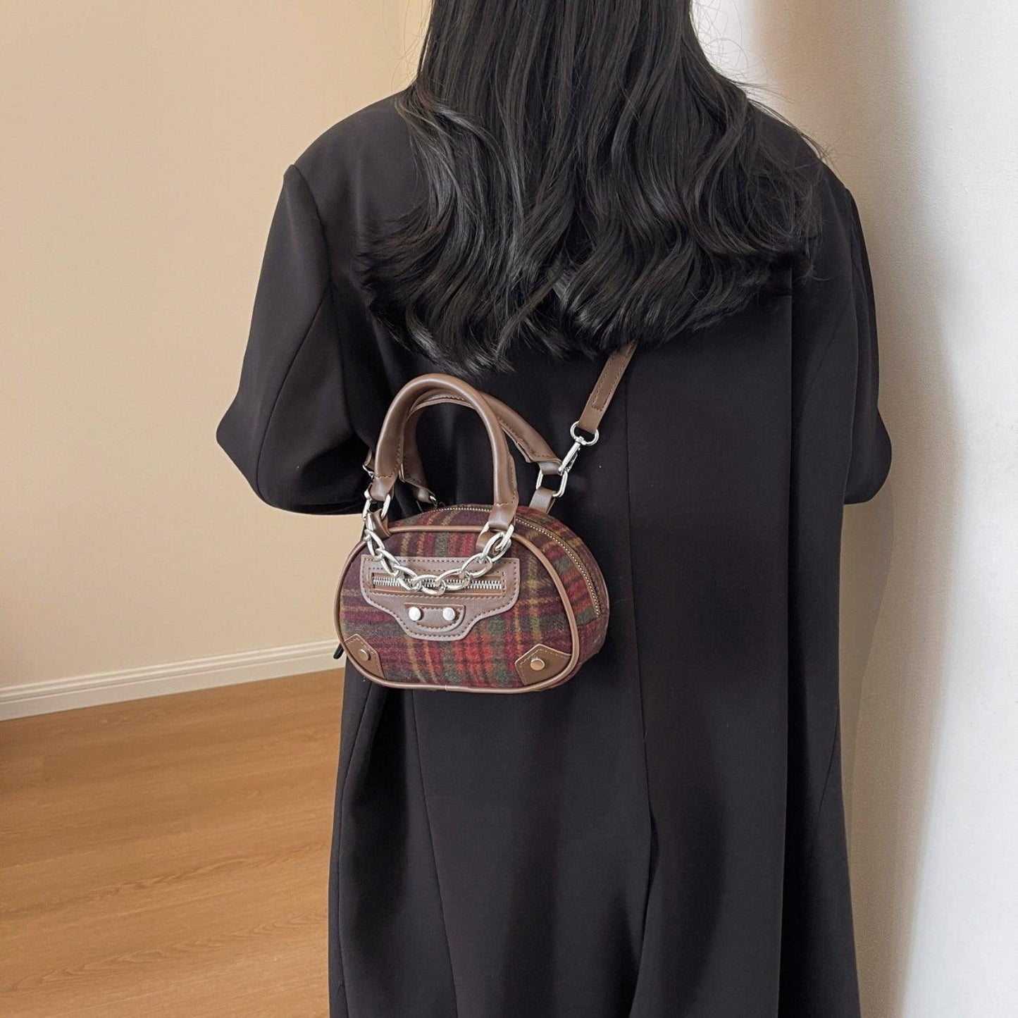 Plaid Print Crossbody Bag - Clothes For Her Online Store