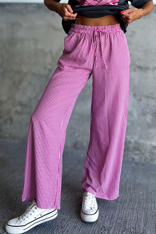 Plaid Wide Leg Pants with Pockets - Clothes For Her Online Store