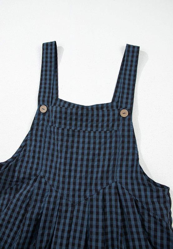 Plaid Wide Strap Wide Leg Overalls - Clothes For Her Online Store