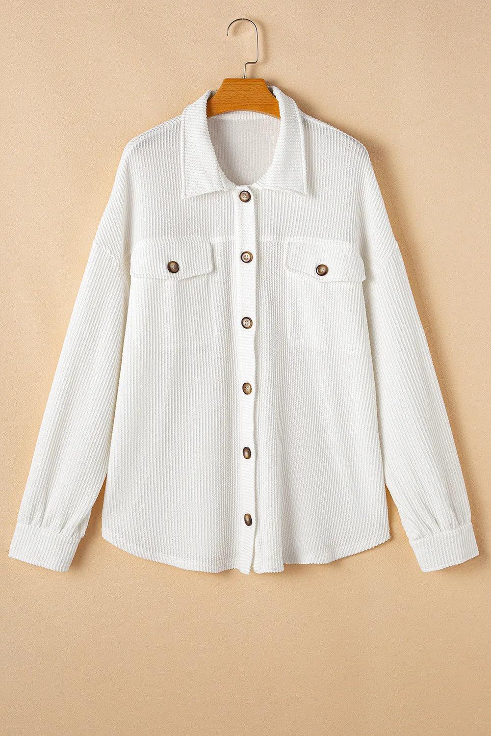 Plus Size Button Up Long Sleeve Jacket - Clothes For Her Online Store