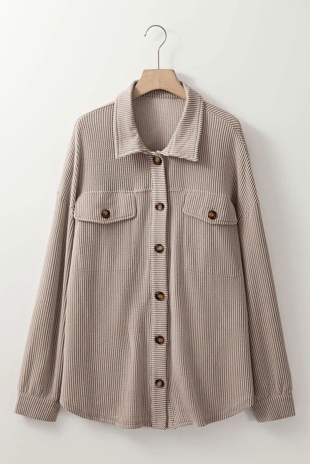 Plus Size Button Up Long Sleeve Jacket - Clothes For Her Online Store