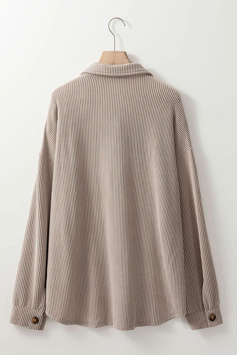 Plus Size Button Up Long Sleeve Jacket - Clothes For Her Online Store