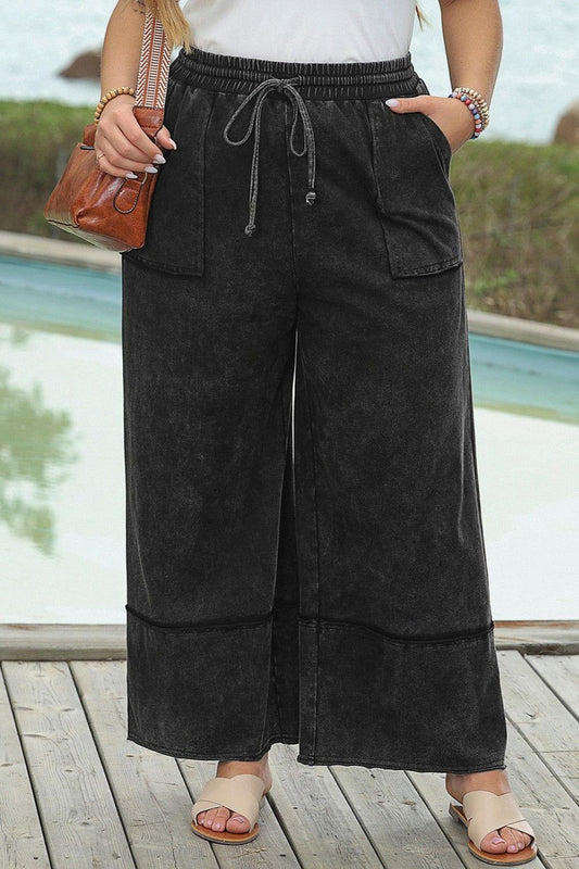 Plus Size Drawstring Wide Leg Pants - Clothes For Her Online Store