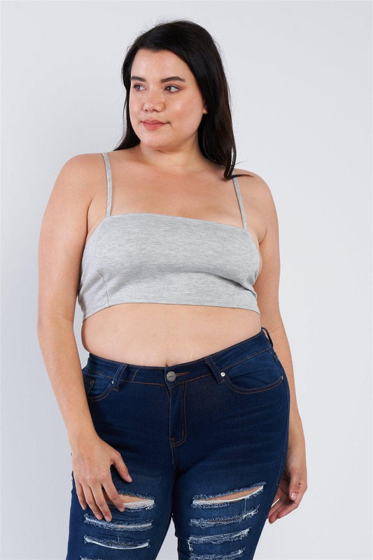 Plus Size Open Stripe Back Cami Strap Athletic Lounge Bra - Clothes For Her Online Store