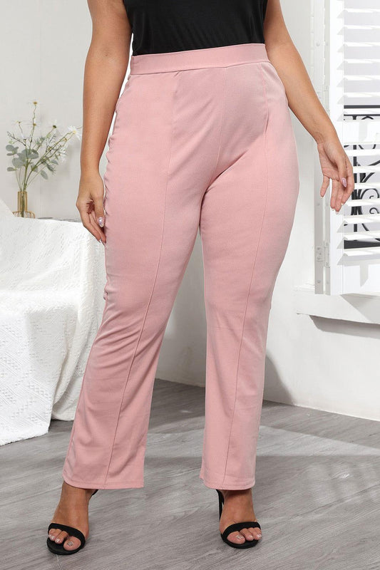 Plus Size Seamed Detail Plain Pants - Clothes For Her Online Store