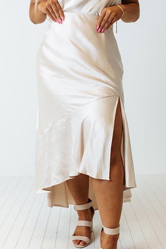 Plus Size Slit Ruffled Skirt - Clothes For Her Online Store