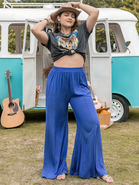 Plus Size Striped Wide-Leg Pants - Clothes For Her Online Store