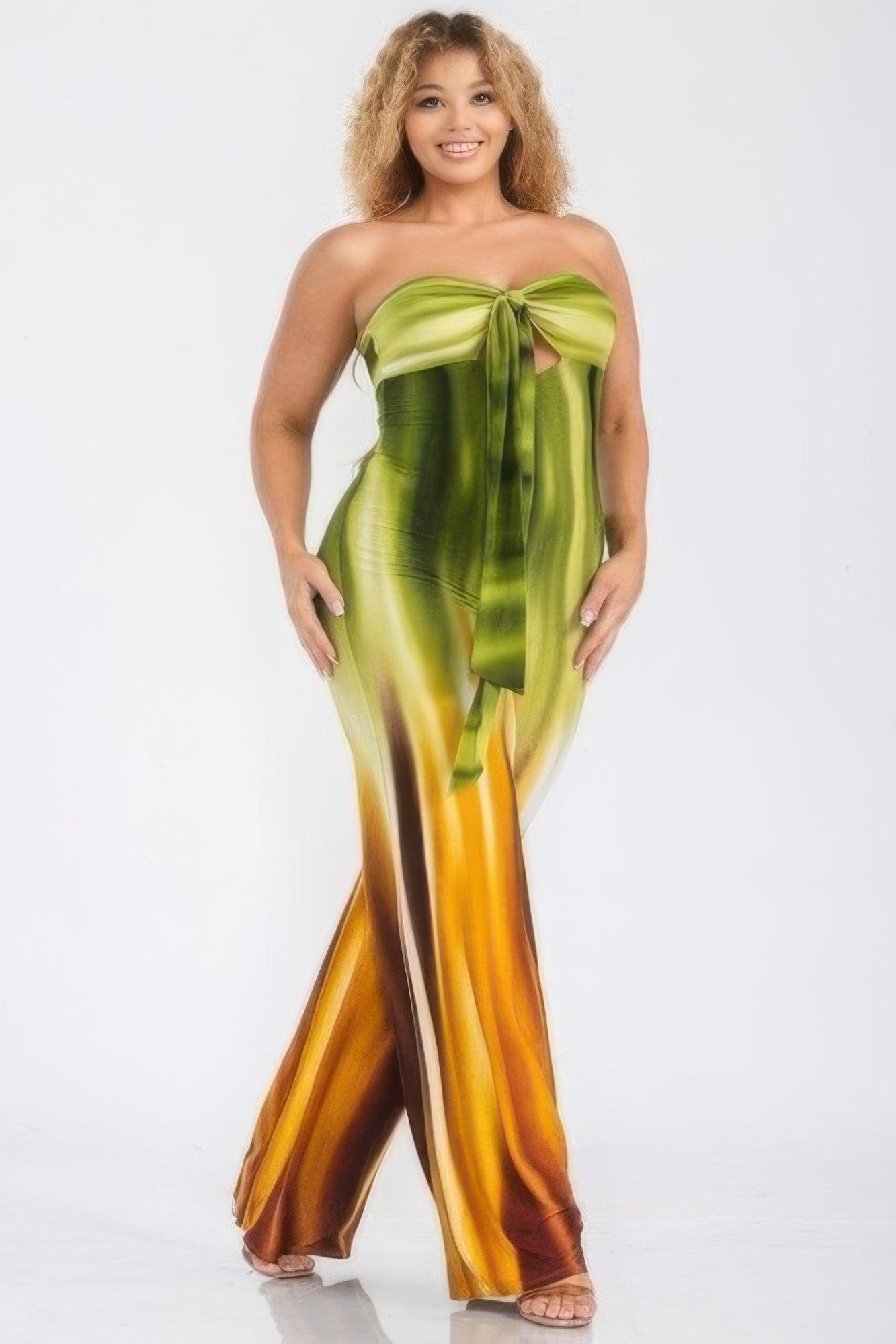 Plus print off shoulder jumpsuit - Clothes For Her Online Store