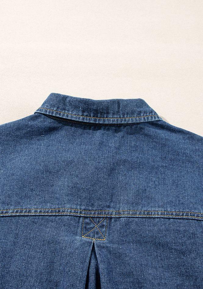 Pocketed Button Up Denim Jacket - Clothes For Her Online Store