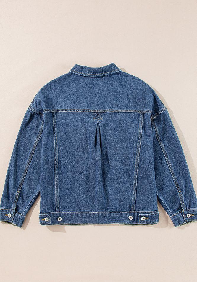 Pocketed Button Up Denim Jacket - Clothes For Her Online Store